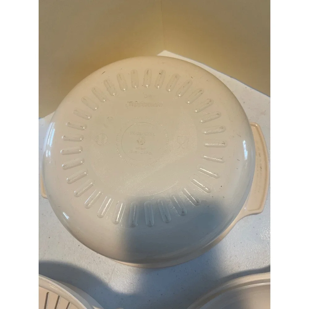 Vintage Tupperware Ultra 21 Ovenware 3 Piece Set Almond Casserole Steamer Lid